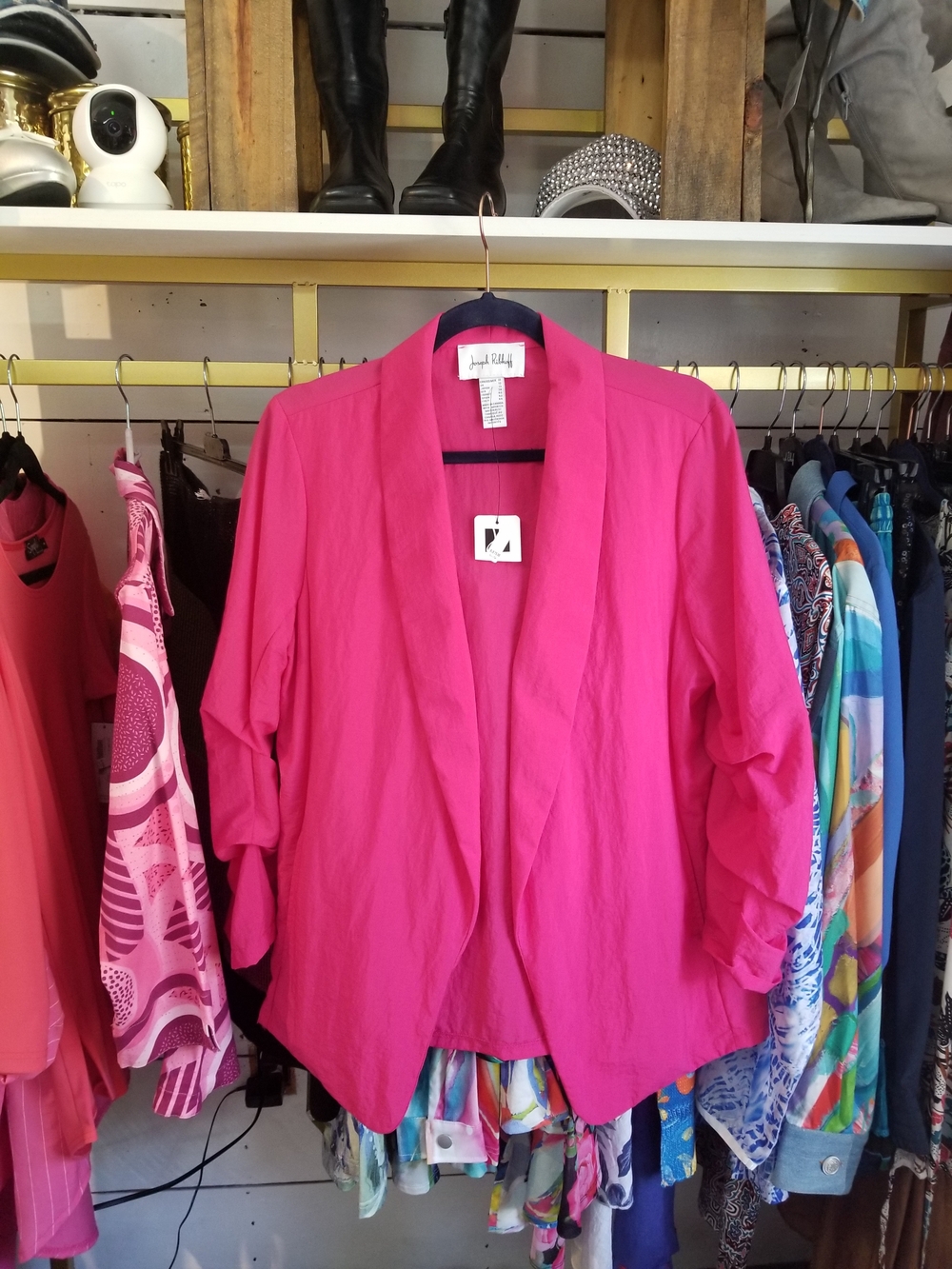 Joseph Ribkoff Hot Pink Open-Front Draped Blazer